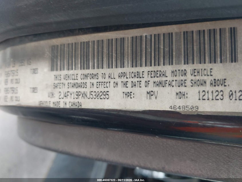 1992 Jeep Wrangler / VIN 2J4FY19PXNJ530295 IAAI salvage auction — NORMAL WEAR, Clear - Dealer Only (California), sold $600 on 2026-07-09 (photo 9)