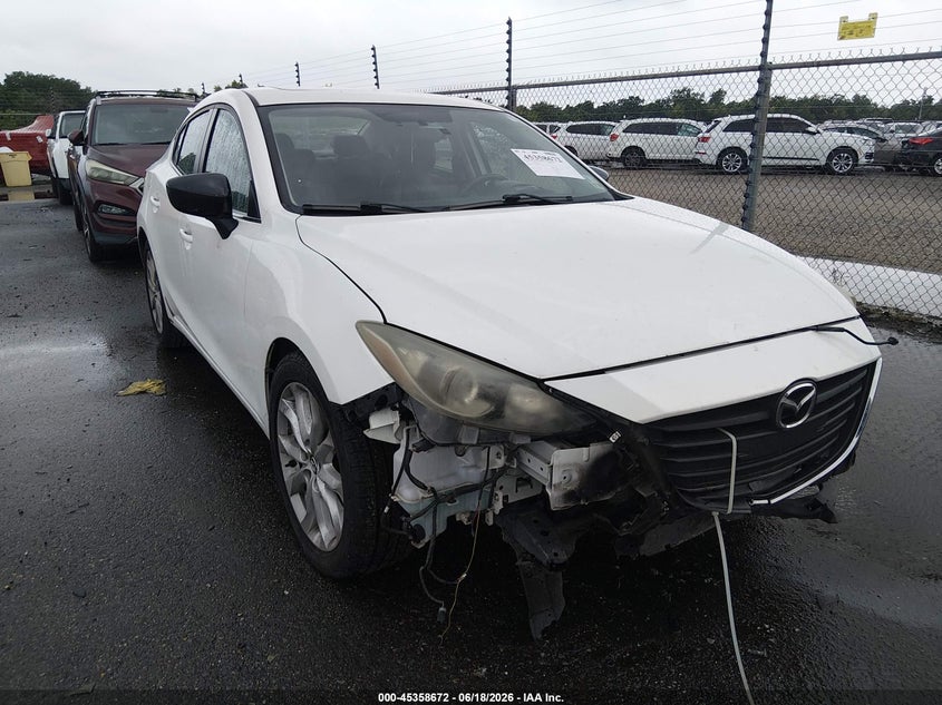 2015 Mazda 3 VIN JM1BM1V36F1233048 IAAI salvage auction — FRONT END, Salvage (Louisiana), sold $1,450 on 2026-07-13 (photo 1)