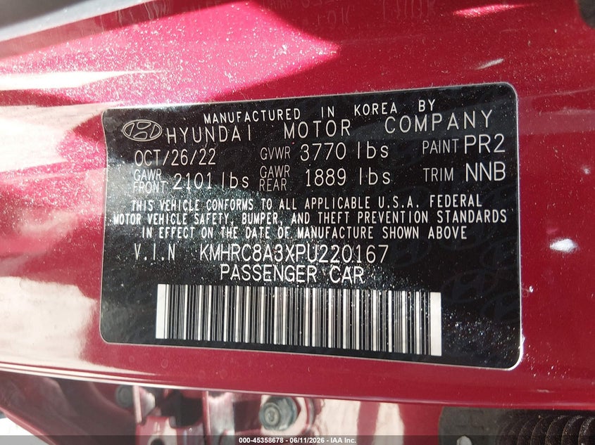 2023 Hyundai Venue VIN KMHRC8A3XPU220167 IAAI salvage auction — SIDE, Salvage (South Carolina), sold $3,600 on 2026-07-09 (photo 9)