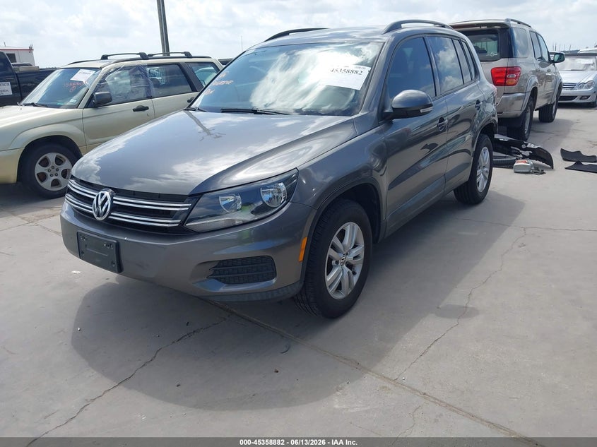 2016 Volkswagen Tiguan VIN WVGAV7AX0GW608341 IAAI salvage auction — REAR END, Original (Texas), sold $1,800 on 2026-08-18 (photo 2)