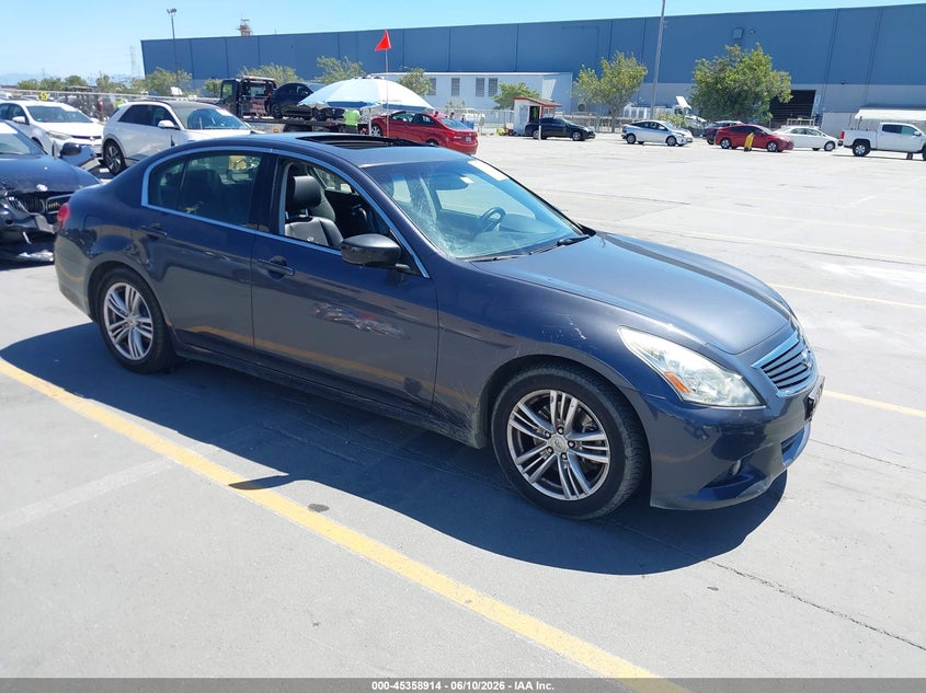 2012 Infiniti G VIN JN1CV6AP1CM930535 IAAI salvage auction — THEFT, Clear - Dealer Only (California), sold $2,350 on 2026-07-10 (photo 1)