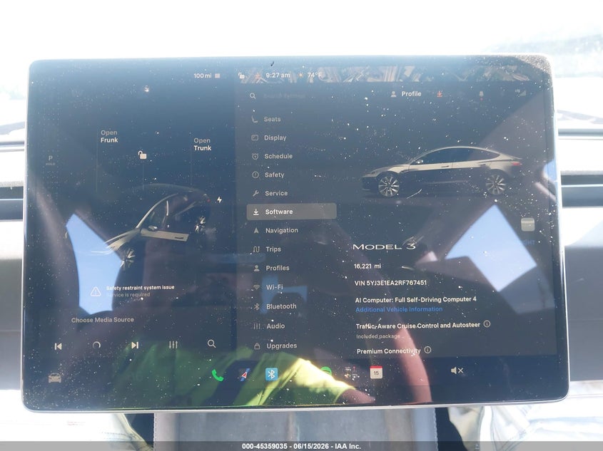 2024 Tesla Model 3 VIN 5YJ3E1EA2RF767451 IAAI salvage auction — FRONT & REAR, Salvage (Georgia), sold $5,600 on 2026-08-22 (photo 7)