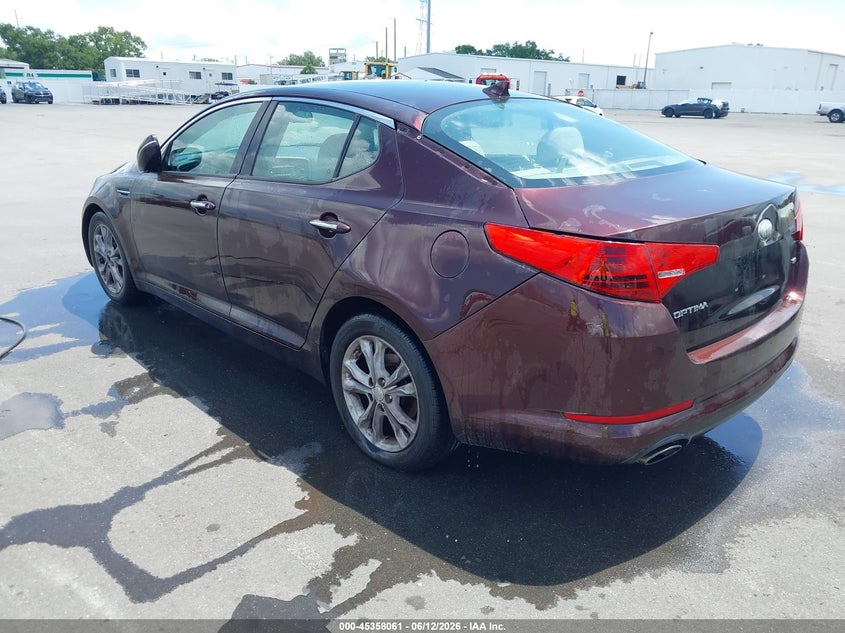 2013 Kia Optima VIN 5XXGM4A77DG215739 IAAI salvage auction — FRONT & REAR, Clear (Florida), sold $700 on 2026-07-20 (photo 3)