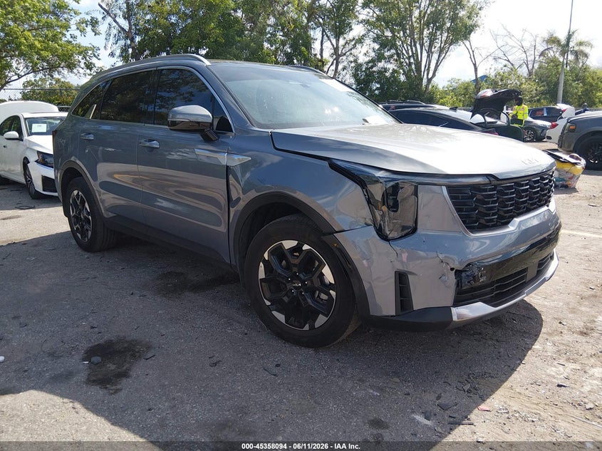 2025 Kia Sorento VIN 5XYRL4JC8SG378353 IAAI salvage auction — RIGHT FRONT, Rebuildable (Florida), sold $11,100 on 2026-07-10 (photo 1)
