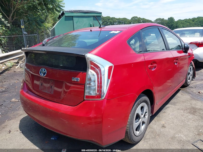 2012 Toyota Prius VIN JTDKN3DU7C1540520 IAAI salvage auction — RIGHT FRONT, Salvage (North Carolina), sold $1,100 on 2026-07-16 (photo 4)
