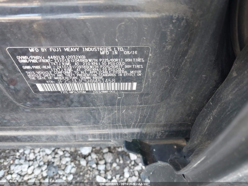 2017 Subaru Forester VIN JF2SJAJC5HH451458 IAAI salvage auction — FRONT END, Salvage (Idaho), sold $575 on 2026-07-20 (photo 9)