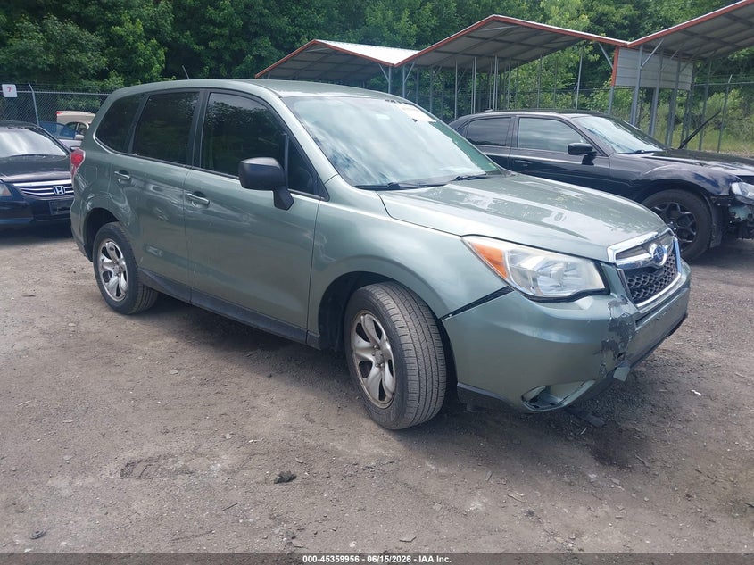 2014 Subaru Forester VIN JF2SJAAC4EH408855 IAAI salvage auction — FRONT & REAR, Salvage - Greater Than 75% (Maryland), sold $450 on 2026-07-14 (photo 1)