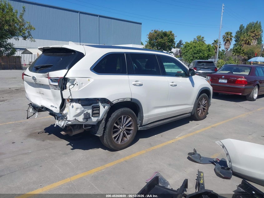 2017 Toyota Highlander VIN 5TDJZRFH5HS394891 IAAI salvage auction — REAR END, Salvage (California), sold $11,075 on 2026-07-13 (photo 4)