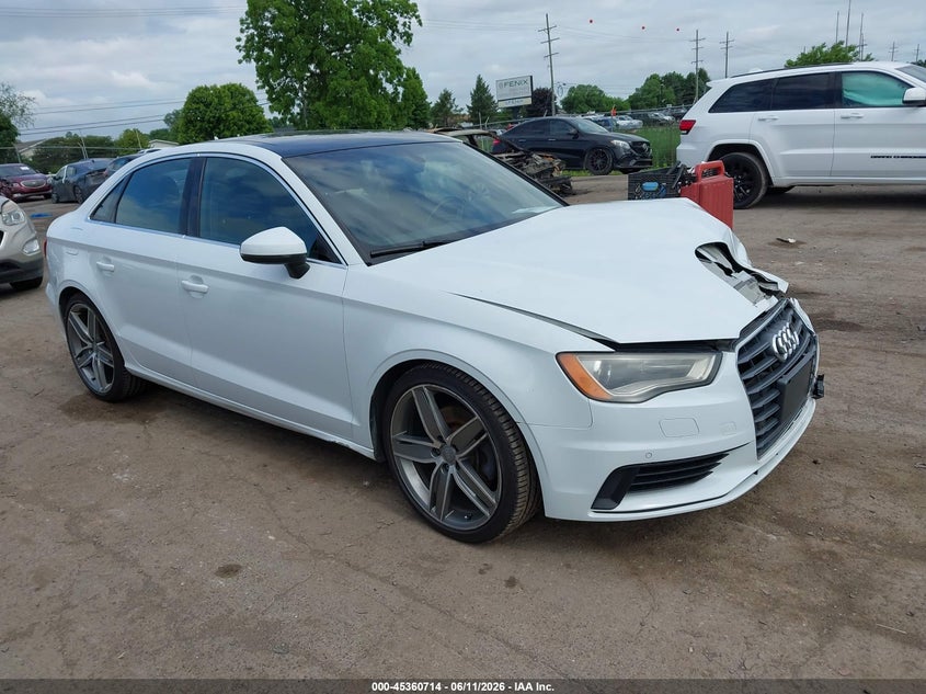 2016 Audi A3 VIN WAUC7GFF0G1020733 IAAI salvage auction — FRONT END, Clear (Michigan), sold $2,100 on 2026-07-30 (photo 1)