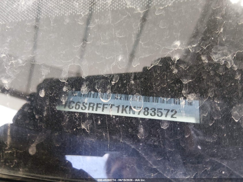 2019 Ram 1500 VIN 1C6SRFFT1KN783572 IAAI salvage auction — RIGHT SIDE, Salvage (North Dakota), sold $7,900 on 2026-08-01 (photo 9)