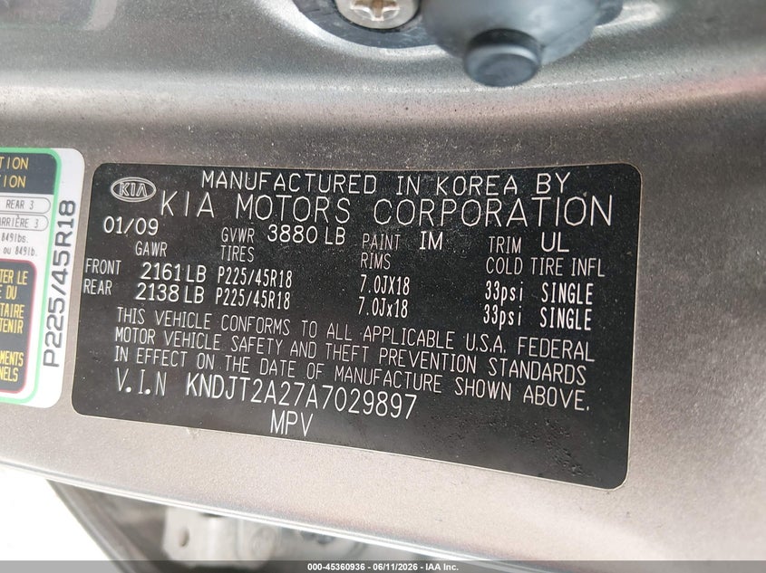 2010 Kia Soul VIN KNDJT2A27A7029897 IAAI salvage auction — NORMAL WEAR, Certificate Of Title (Nebraska), sold $525 on 2026-07-16 (photo 9)