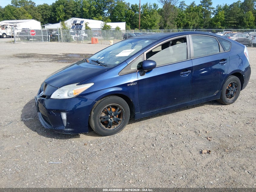 2013 Toyota Prius VIN JTDKN3DU2D0344492 IAAI salvage auction — RIGHT REAR, Clear (Virginia), sold $550 on 2026-07-17 (photo 2)