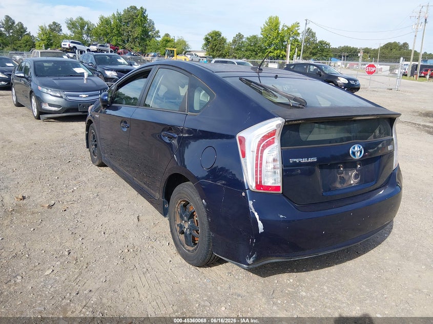 2013 Toyota Prius VIN JTDKN3DU2D0344492 IAAI salvage auction — RIGHT REAR, Clear (Virginia), sold $550 on 2026-07-17 (photo 3)
