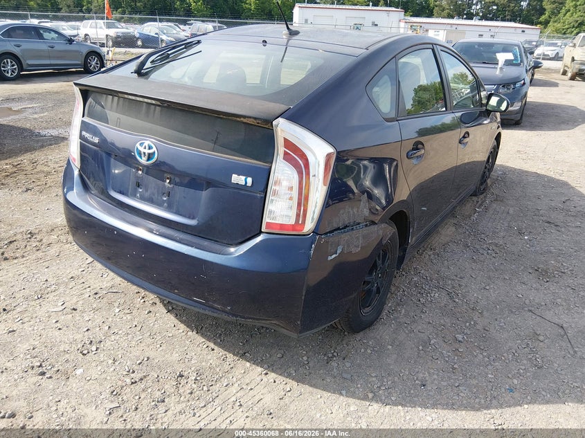2013 Toyota Prius VIN JTDKN3DU2D0344492 IAAI salvage auction — RIGHT REAR, Clear (Virginia), sold $550 on 2026-07-17 (photo 4)