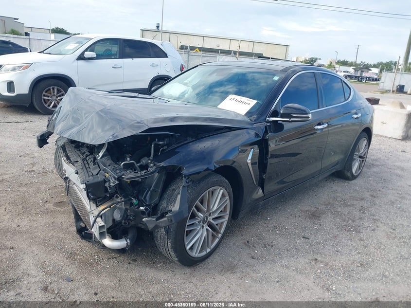 2021 Genesis G70 VIN KMTG34LA8MU074204 IAAI salvage auction — FRONT END, Certificate Of Destruction (Florida), sold $1,550 on 2026-07-21 (photo 2)