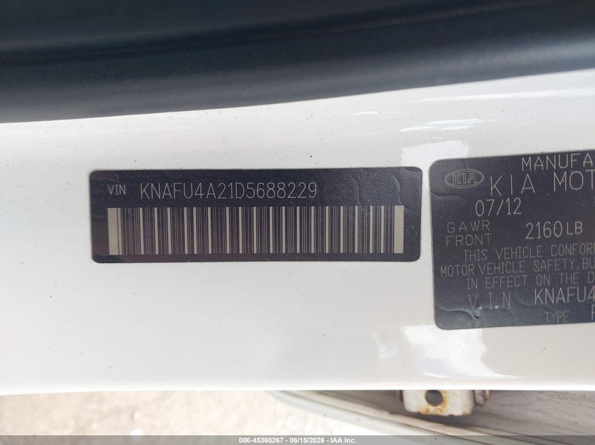 2013 Kia Forte VIN KNAFU4A21D5688229 IAAI salvage auction — REAR END, Mv-907A (New York), sold $425 on 2026-07-07 (photo 9)