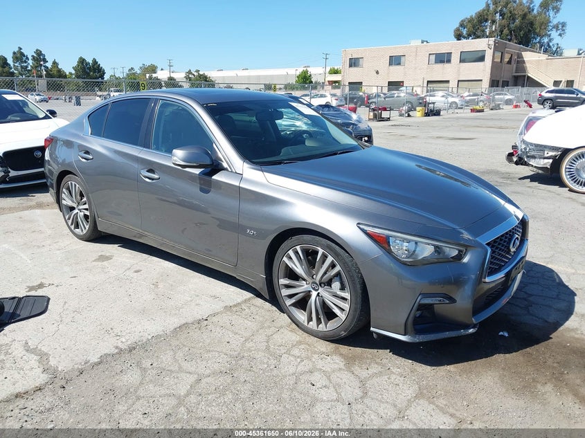 2019 Infiniti Q50 VIN JN1EV7AP7KM519363 IAAI salvage auction — BIO HAZARD, Salvage Title, sold $25 on 2026-07-29 (photo 1)