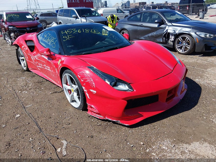 2019 Ferrari 488 VIN ZFF79ALA3K0238413 IAAI salvage auction — REAR END, Salvage Title, sold $98,000 on 2026-08-12 (photo 1)