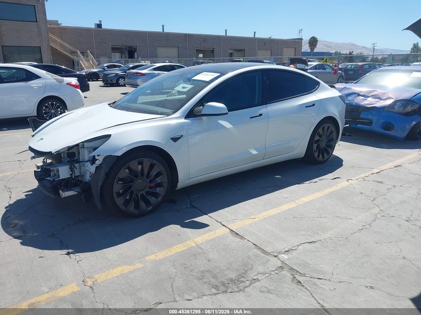 2021 Tesla Model 3 VIN 5YJ3E1EC0MF049200 IAAI salvage auction — FRONT END, Salvage (California), sold $8,600 on 2026-07-29 (photo 2)