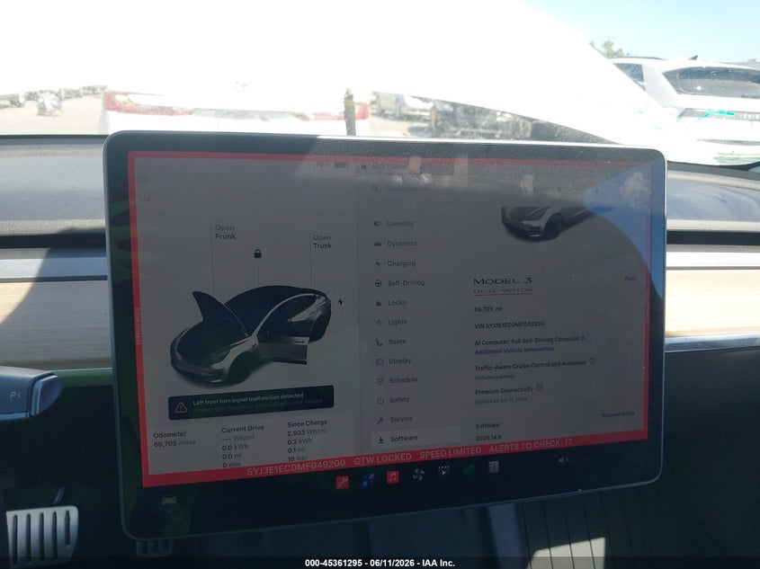2021 Tesla Model 3 VIN 5YJ3E1EC0MF049200 IAAI salvage auction — FRONT END, Salvage (California), sold $8,600 on 2026-07-29 (photo 7)