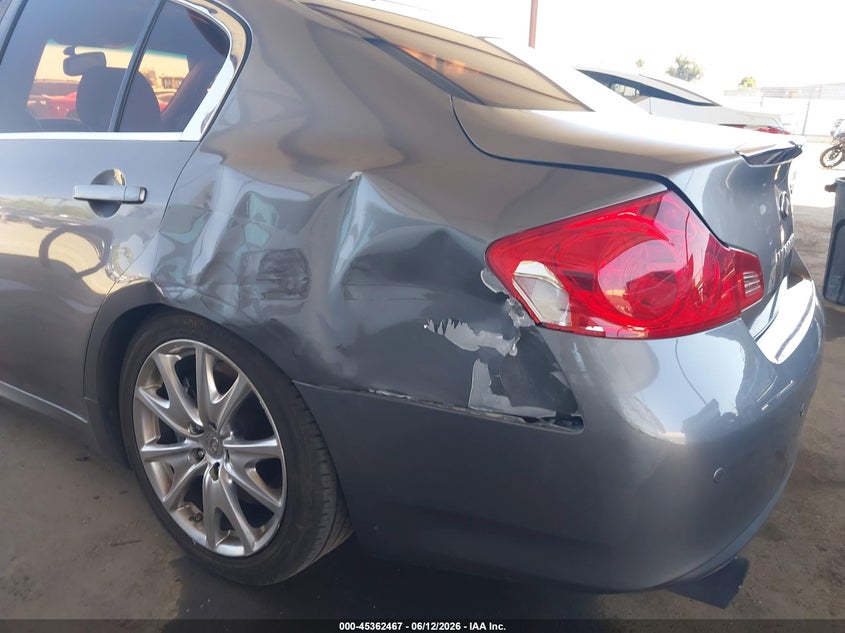 2012 Infiniti G VIN JN1CV6AP2CM934965 IAAI salvage auction — LEFT REAR, Salvage (California), sold $1,150 on 2026-07-07 (photo 6)