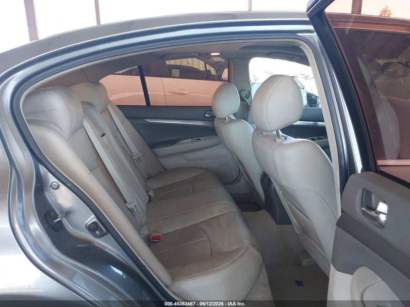 2012 Infiniti G VIN JN1CV6AP2CM934965 IAAI salvage auction — LEFT REAR, Salvage (California), sold $1,150 on 2026-07-07 (photo 8)