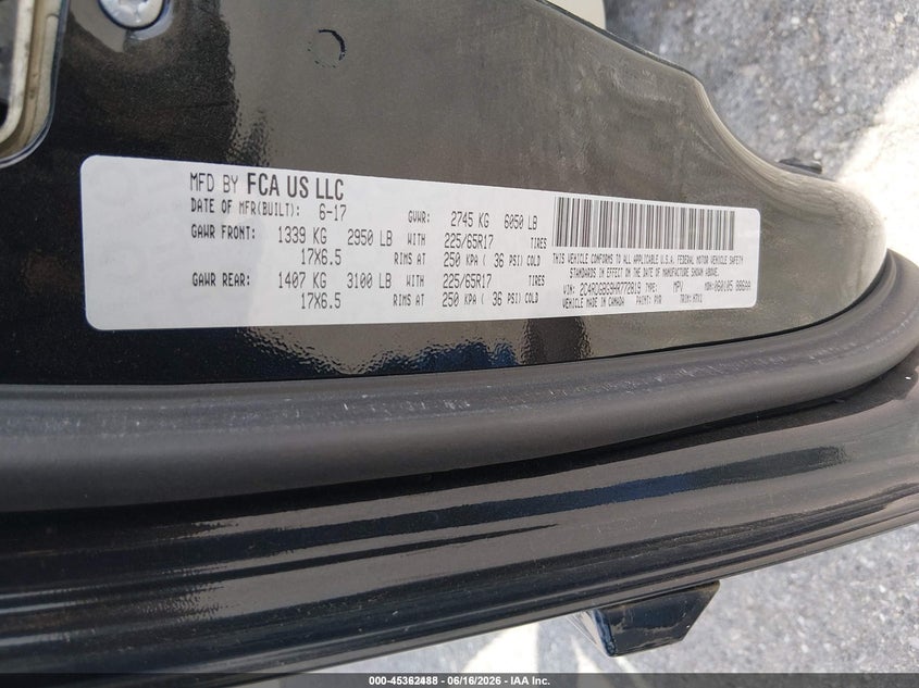 2017 Dodge Grand caravan VIN 2C4RDGBG9HR772819 IAAI salvage auction — NORMAL WEAR, Sf97 (Maryland), sold $11,525 on 2026-08-18 (photo 9)