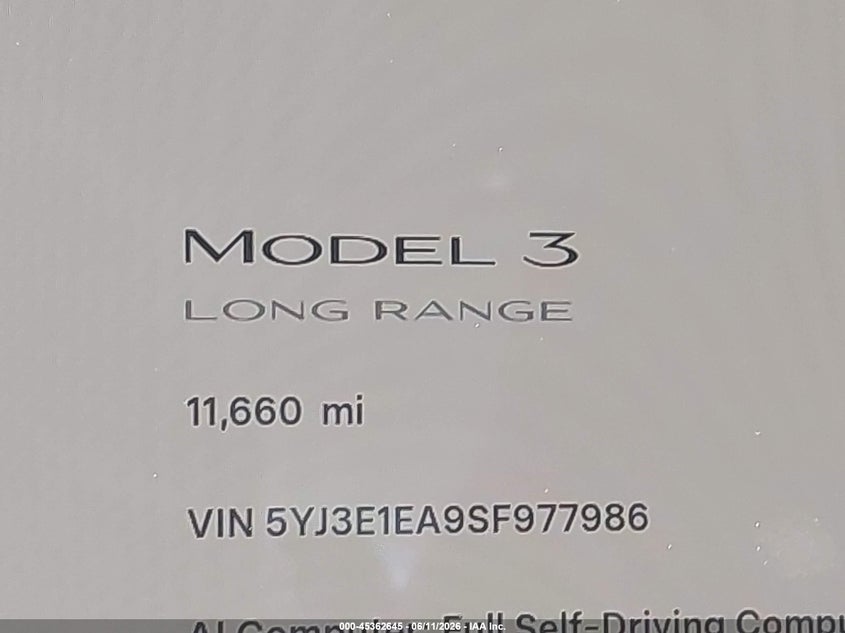 2025 Tesla Model 3 VIN 5YJ3E1EA9SF977986 IAAI salvage auction — RIGHT REAR, Salvage Title, sold $8,800 on 2026-07-29 (photo 7)