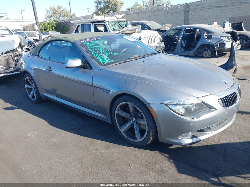2008 BMW 6er VIN WBAEB53548CX62954 IAAI salvage auction — REAR END, Salvage Certificate (California), sold $2,600 on 2026-07-10 (photo 1)