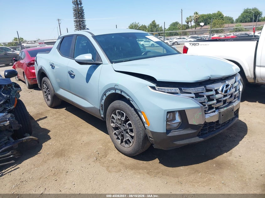 2023 Hyundai Santa cruz VIN 5NTJBDAE9PH045565 IAAI salvage auction — FRONT & REAR, Salvage (California), sold $6,350 on 2026-07-07 (photo 1)