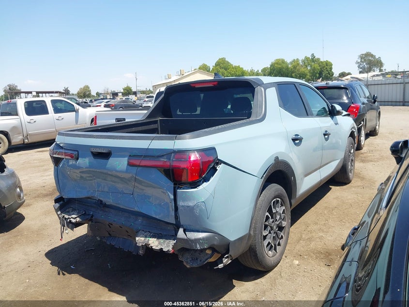 2023 Hyundai Santa cruz VIN 5NTJBDAE9PH045565 IAAI salvage auction — FRONT & REAR, Salvage (California), sold $6,350 on 2026-07-07 (photo 4)