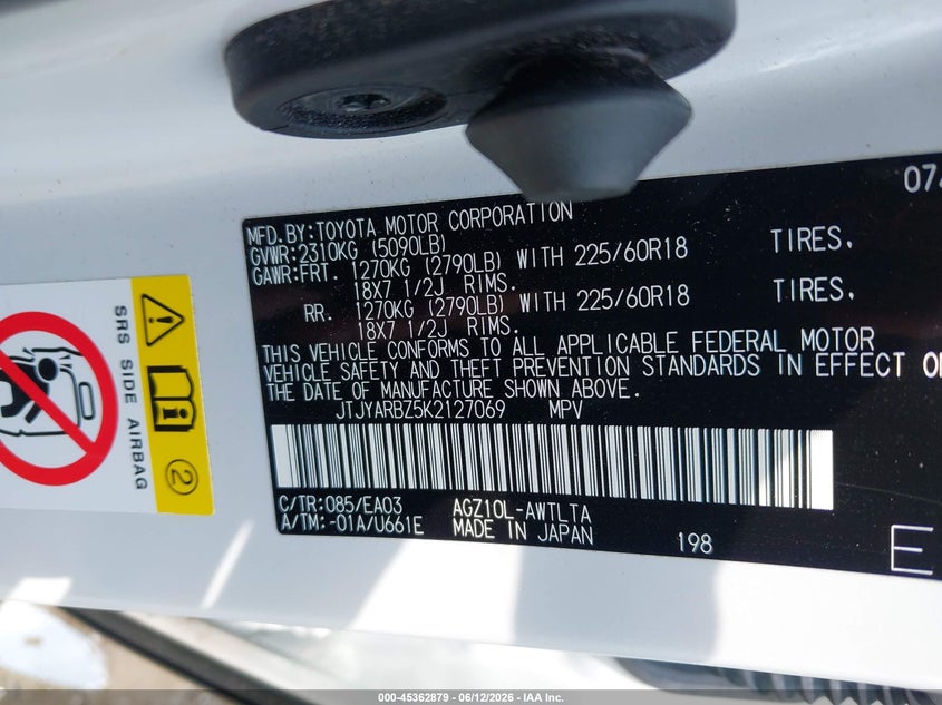 2019 Lexus Nx VIN JTJYARBZ5K2127069 IAAI salvage auction — ENGINE DAMAGE, Salvage (Georgia), sold $1,975 on 2026-07-29 (photo 9)