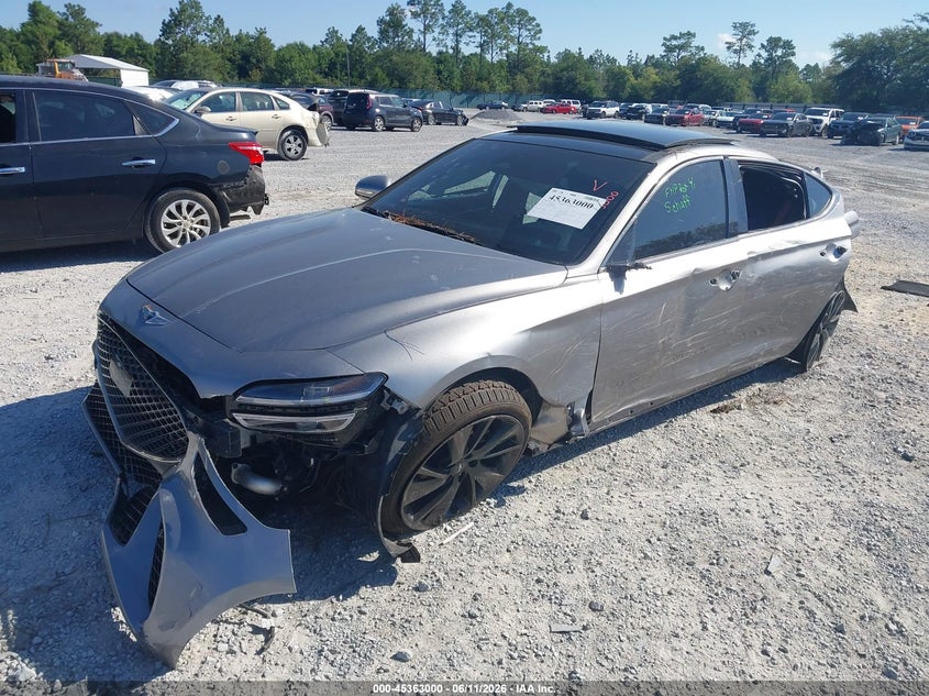 2023 Genesis G70 VIN KMTG34TA6PU106572 IAAI salvage auction — REAR END, Certificate Of Destruction (Florida), sold $1,500 on 2026-07-17 (photo 2)
