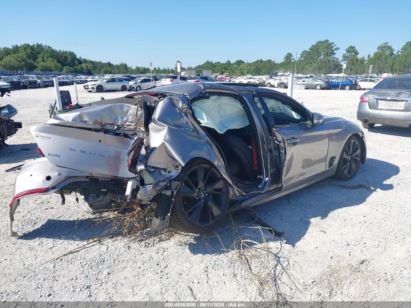 2023 Genesis G70 VIN KMTG34TA6PU106572 IAAI salvage auction — REAR END, Certificate Of Destruction (Florida), sold $1,500 on 2026-07-17 (photo 4)
