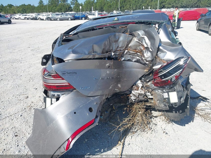 2023 Genesis G70 VIN KMTG34TA6PU106572 IAAI salvage auction — REAR END, Certificate Of Destruction (Florida), sold $1,500 on 2026-07-23 (photo 6)