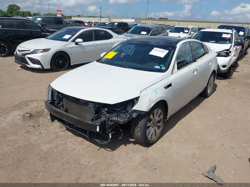 2018 Kia Optima VIN 5XXGT4L33JG243854 IAAI salvage auction — FRONT & REAR, Original (Texas), sold $2,000 on 2026-07-22 (photo 6)
