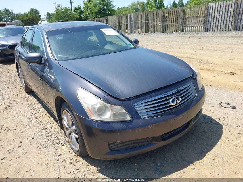 2008 Infiniti G35 VIN JNKBV61F08M262989 IAAI salvage auction — NORMAL WEAR, Clear (Virginia), sold $350 on 2026-07-13 (photo 1)