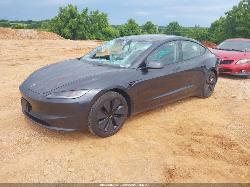 2025 Tesla Model 3 VIN 5YJ3E1EB7SF025352 IAAI salvage auction — HAIL, Clear (Missouri), sold $12,800 on 2026-07-29 (photo 2)