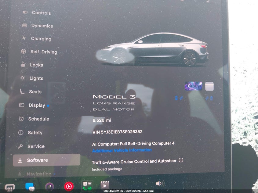 2025 Tesla Model 3 VIN 5YJ3E1EB7SF025352 IAAI salvage auction — HAIL, Clear (Missouri), sold $12,800 on 2026-07-29 (photo 7)