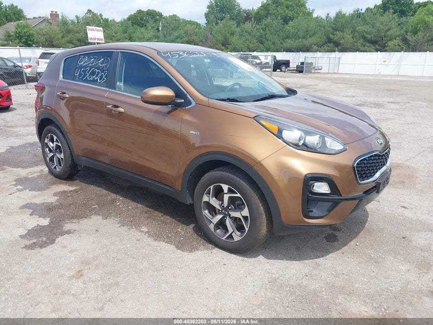 2021 Kia Sportage VIN KNDPMCAC0M7886458 IAAI salvage auction — THEFT, Salvage (Indiana), sold $4,550 on 2026-08-24 (photo 1)