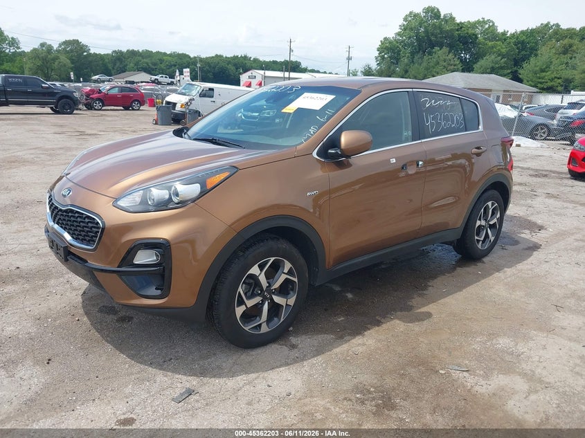2021 Kia Sportage VIN KNDPMCAC0M7886458 IAAI salvage auction — THEFT, Salvage (Indiana), sold $4,550 on 2026-08-24 (photo 2)