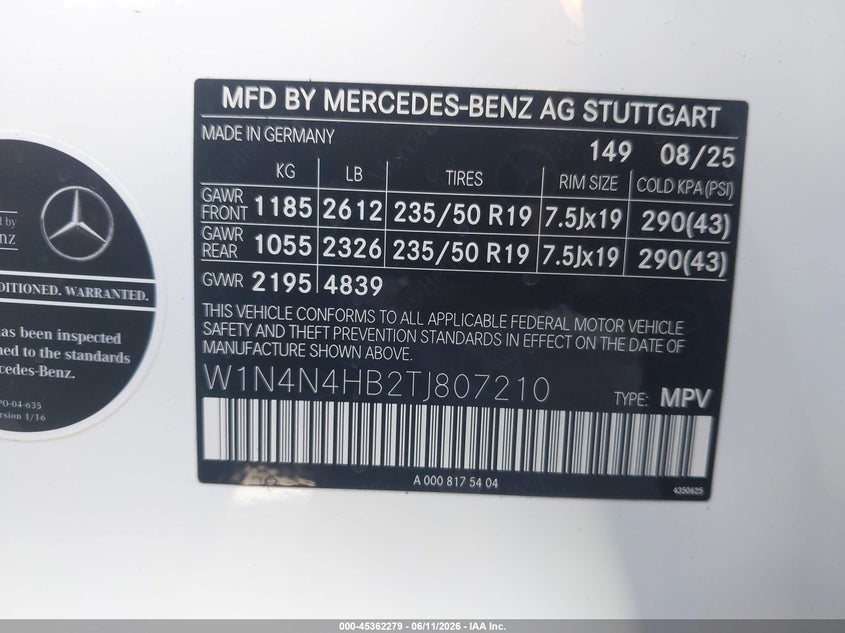 2026 Mercedes-benz Gla-klasse VIN W1N4N4HB2TJ807210 IAAI salvage auction — RIGHT SIDE, Salvage (Arizona), sold $7,225 on 2026-07-21 (photo 9)