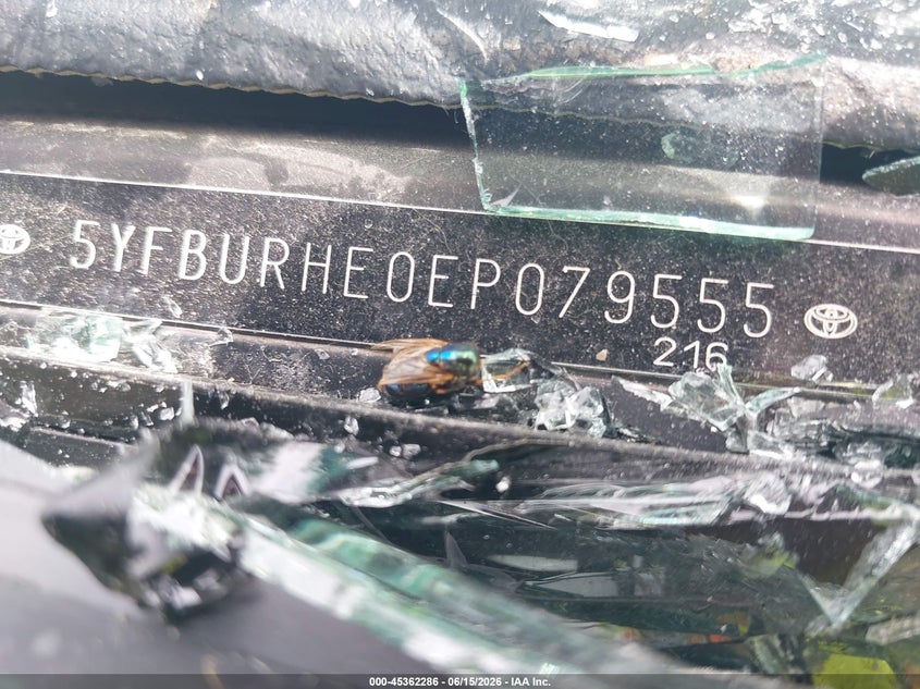 2014 Toyota Corolla VIN 5YFBURHE0EP079555 IAAI salvage auction — NORMAL WEAR, Clear-Endorsement (Wisconsin), sold $875 on 2026-07-16 (photo 9)