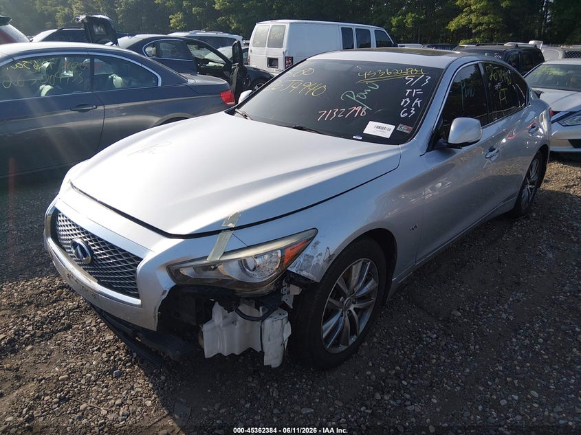 2016 Infiniti Q50 VIN JN1EV7AR7GM341754 IAAI salvage auction — FRONT & REAR, Salvage Title, sold $1,250 on 2026-07-14 (photo 2)