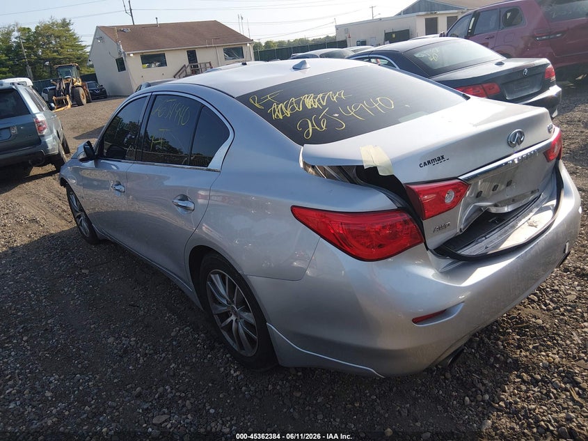 2016 Infiniti Q50 VIN JN1EV7AR7GM341754 IAAI salvage auction — FRONT & REAR, Salvage Title, sold $1,250 on 2026-07-14 (photo 3)