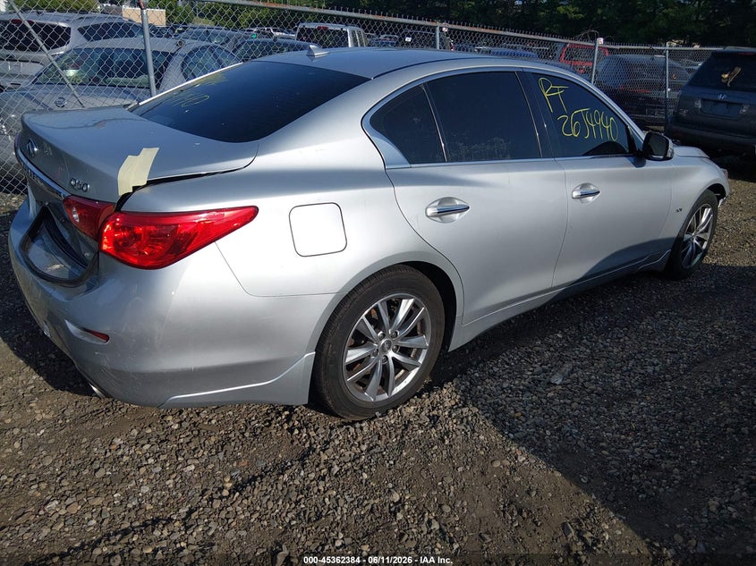 2016 Infiniti Q50 VIN JN1EV7AR7GM341754 IAAI salvage auction — FRONT & REAR, Salvage Title, sold $1,250 on 2026-07-14 (photo 4)