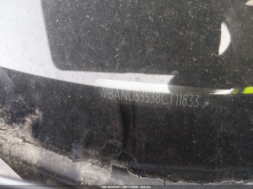 2008 BMW 5 series VIN WBANU53538CT11833 IAAI salvage auction — REAR END, Bill Of Sale (New York), sold $475 on 2026-07-14 (photo 9)