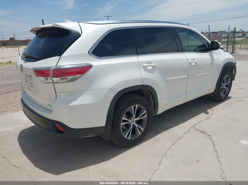 2016 Toyota Highlander VIN 5TDKKRFH6GS167782 IAAI salvage auction — FRONT END, Salvage Title, sold $6,850 on 2026-07-16 (photo 4)