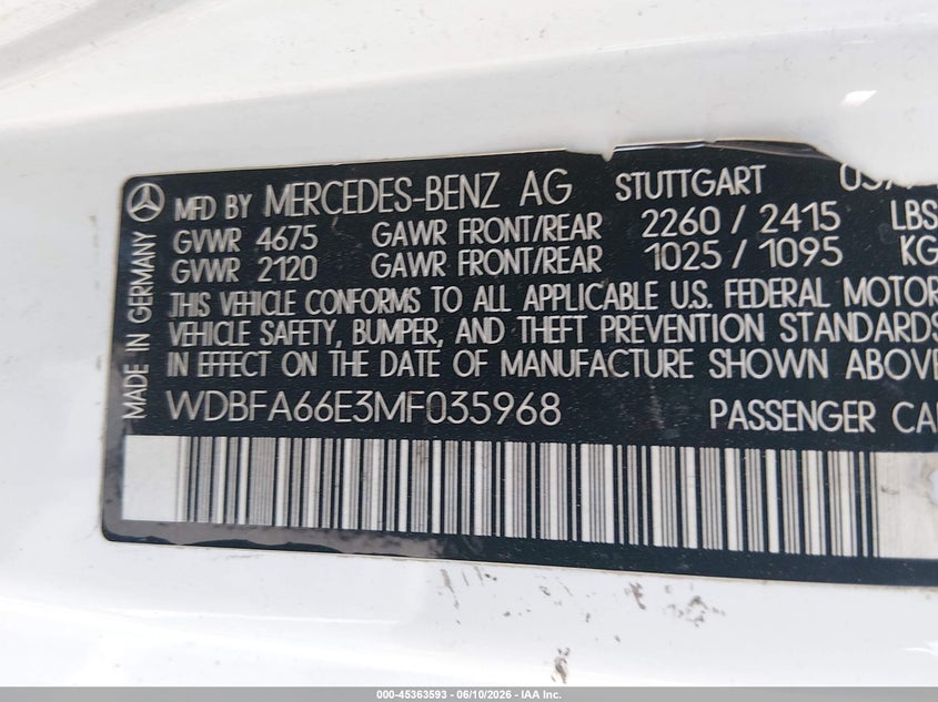 1991 Mercedes-benz 500 VIN WDBFA66E3MF035968 IAAI salvage auction — NORMAL WEAR, Clear (Nevada), sold $325 on 2026-07-24 (photo 9)