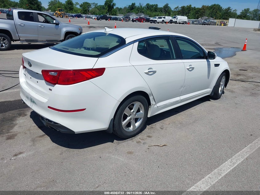 2014 Kia Optima VIN KNAGM4A79E5484246 IAAI salvage auction — REAR END, Clear (Indiana), sold $850 on 2026-07-24 (photo 4)